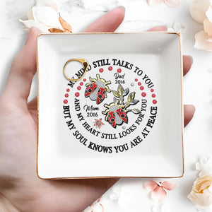 Memorial Jewelry Dish With Ladybugs And Flowers - Personalized Custom Jewelry Dish - HME134_SCRD