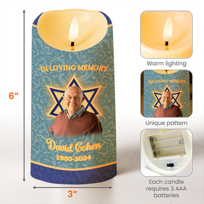 Live On In The Hearts, Star Of David And Butterflies LED Candle - Personalized Custom LED Candle - HME135_LECA