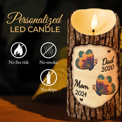 Butterfly And Heart Memorial Custom LED Candle - Personalized Custom LED Candle - HME136_LECA