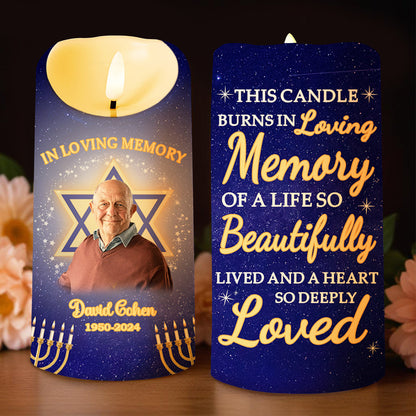 Memory of a Beautifully Lived Life and Deeply Loved Heart Candle - Personalized Custom LED Candle - HME140_LECA