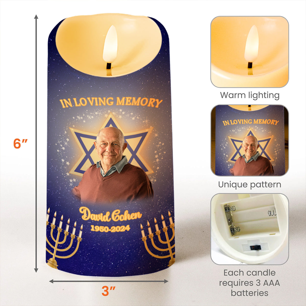 Memory of a Beautifully Lived Life and Deeply Loved Heart Candle - Personalized Custom LED Candle - HME140_LECA