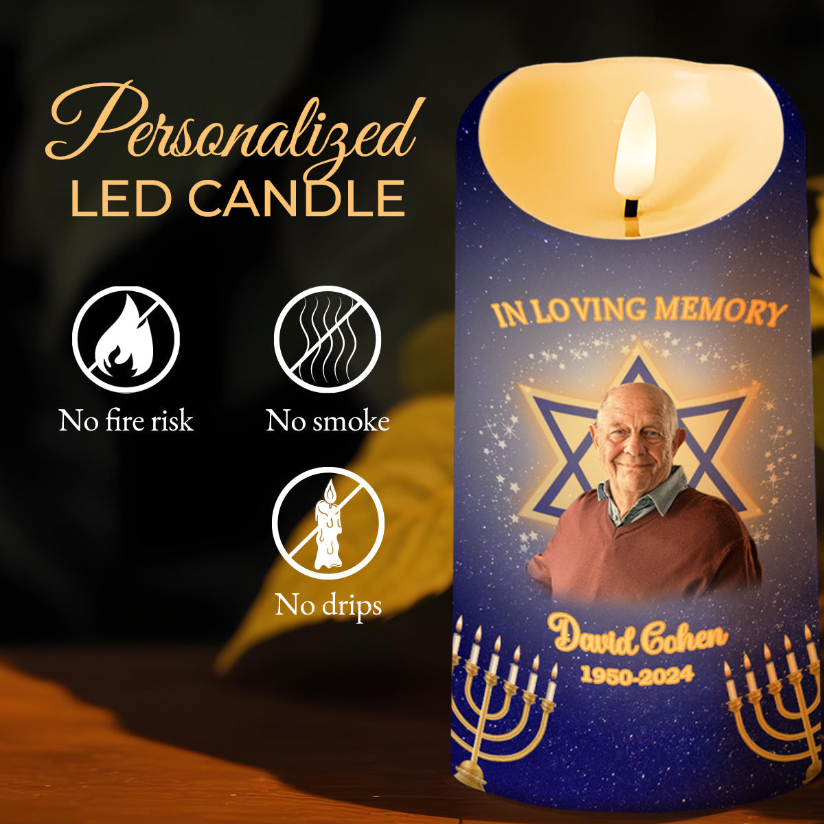Memory of a Beautifully Lived Life and Deeply Loved Heart Candle - Personalized Custom LED Candle - HME140_LECA