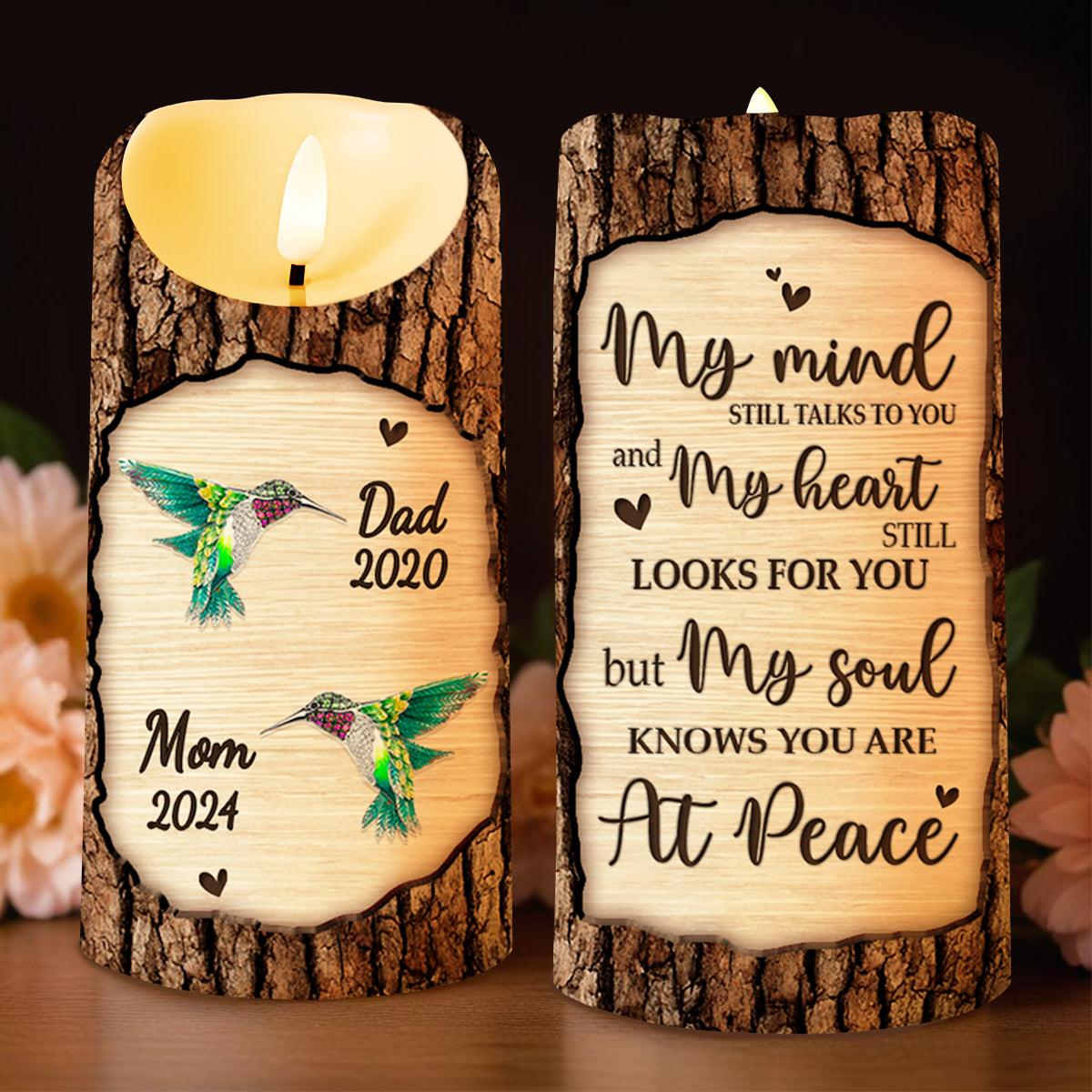Soul At Peace Memorial LED Candle With Hummingbird Design - Personalized Custom LED Candle - HME141_LECA