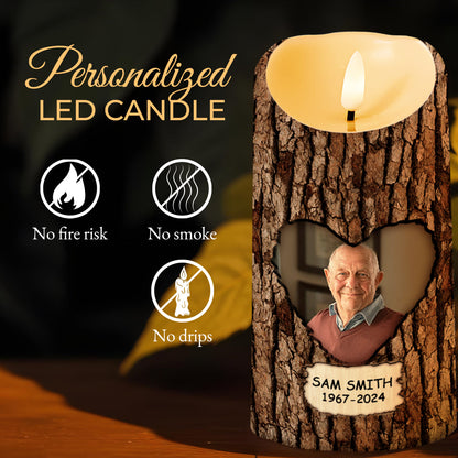 Goodbyes Are Not The End Tree Bark Memorial LED Plaque - Personalized Custom LED Candle - HME144_LECA