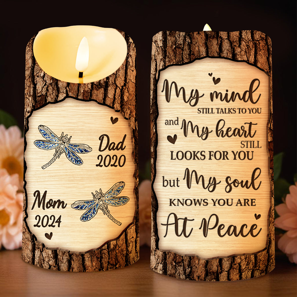 My Soul Knows You Are At Peace Dragonfly Design - Personalized Custom LED Candle - HME145_LECA