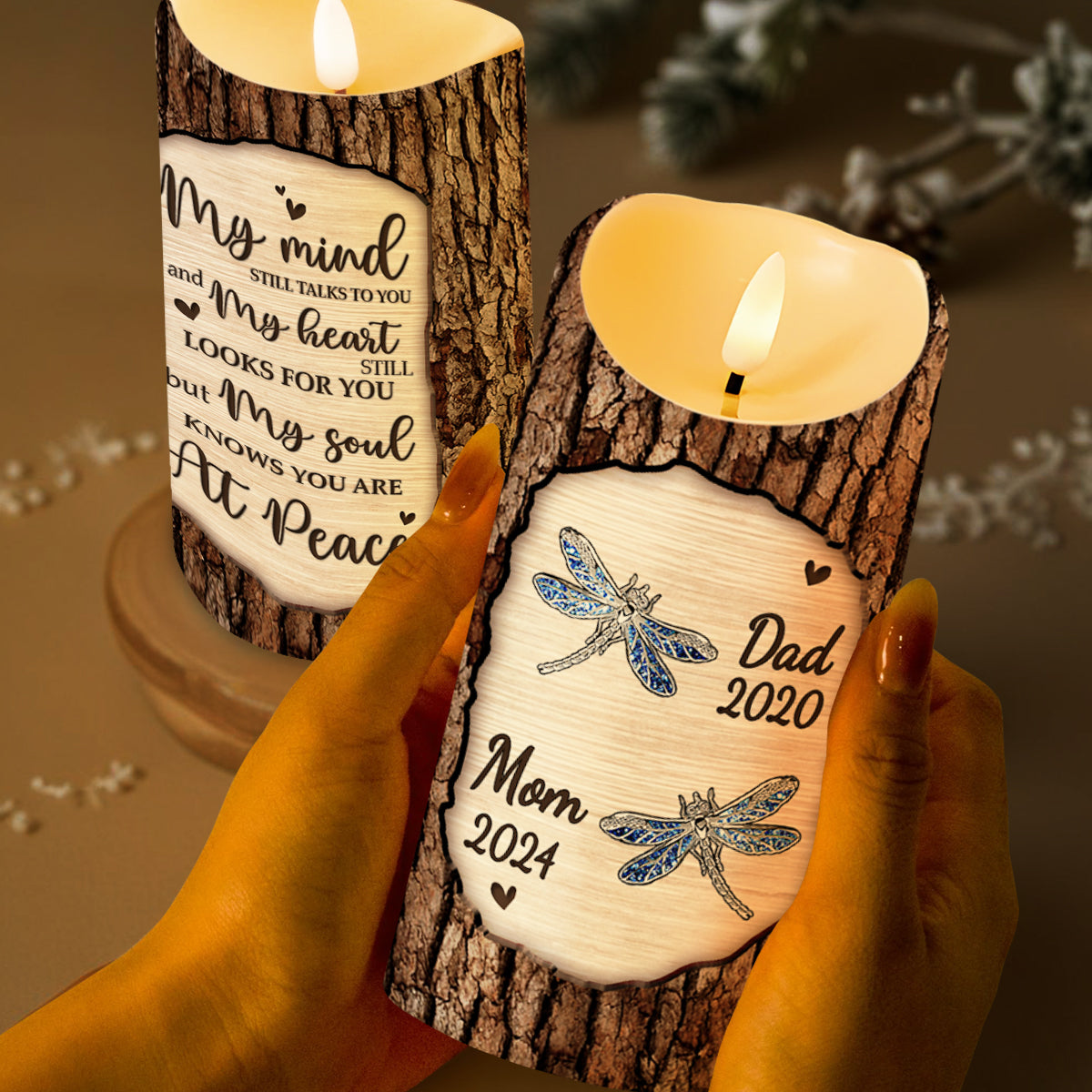 My Soul Knows You Are At Peace Dragonfly Design - Personalized Custom LED Candle - HME145_LECA