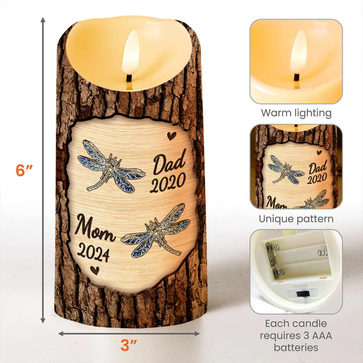 My Soul Knows You Are At Peace Dragonfly Design - Personalized Custom LED Candle - HME145_LECA