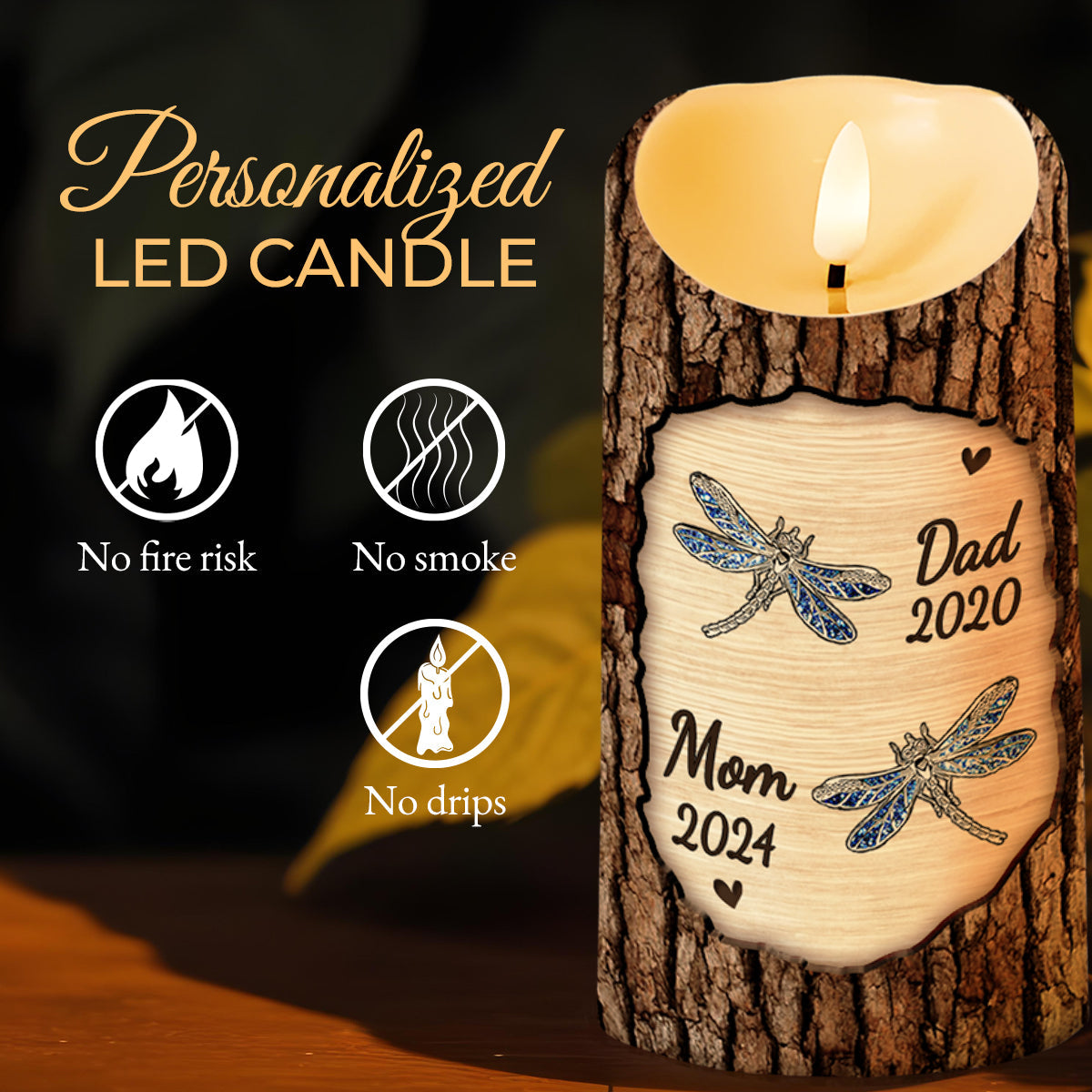 My Soul Knows You Are At Peace Dragonfly Design - Personalized Custom LED Candle - HME145_LECA