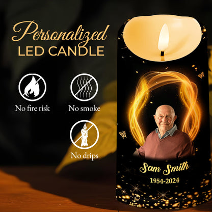 Memory Of A Beautifully Lived Life and Deeply Loved Heart - Personalized Custom LED Candle - HME146_LECA