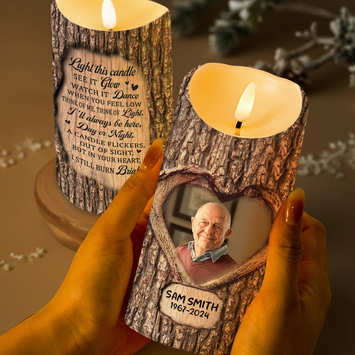 Forever In Your Heart Memorial Candle - Personalized Custom LED Candle - HME148_LECA