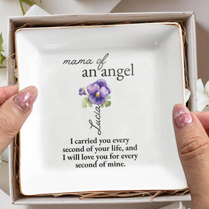 [Your Title] of An Angel, Flower Design - Personalized Custom Jewelry Dish, Square Ceramic Dish - HME154_SCRD