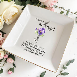 [Your Title] of An Angel, Flower Design - Personalized Custom Jewelry Dish, Square Ceramic Dish - HME154_SCRD