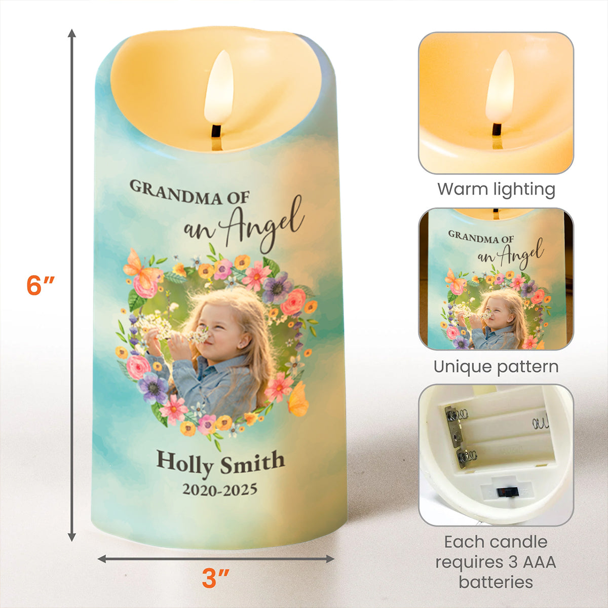 My Beautiful Angel Hold You In Heaven - Personalized Custom LED Candle - HME155_LECA