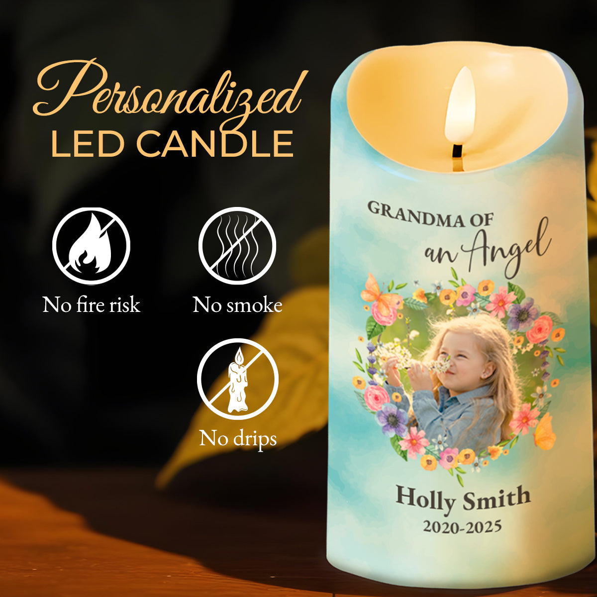 My Beautiful Angel Hold You In Heaven - Personalized Custom LED Candle - HME155_LECA