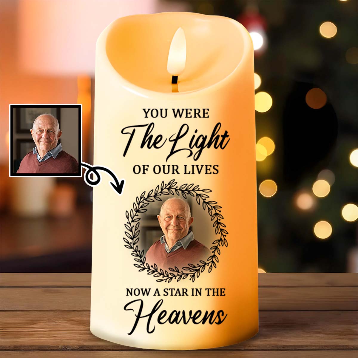 You Were The Light Of Our Lives, Now A Star In The Heavens, Candle - Personalized Custom LED Candle - HME172_LECA