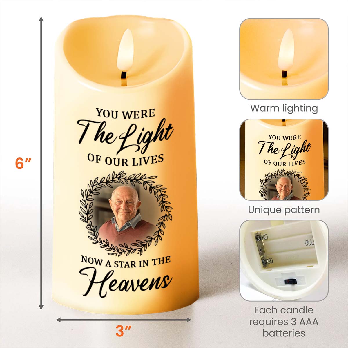 You Were The Light Of Our Lives, Now A Star In The Heavens, Candle - Personalized Custom LED Candle - HME172_LECA