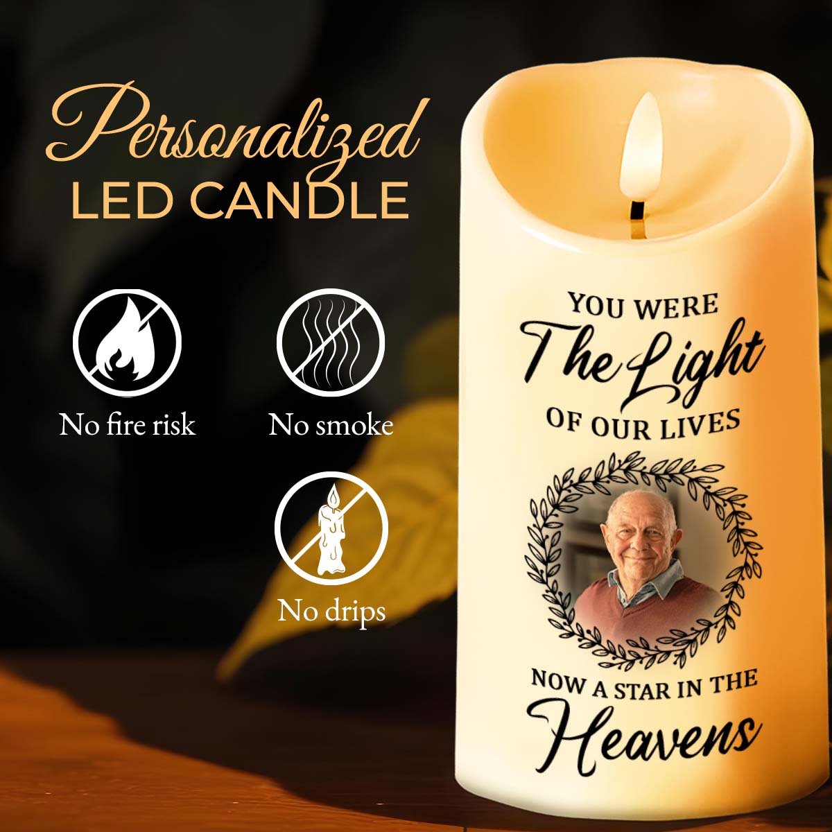 You Were The Light Of Our Lives, Now A Star In The Heavens, Candle - Personalized Custom LED Candle - HME172_LECA