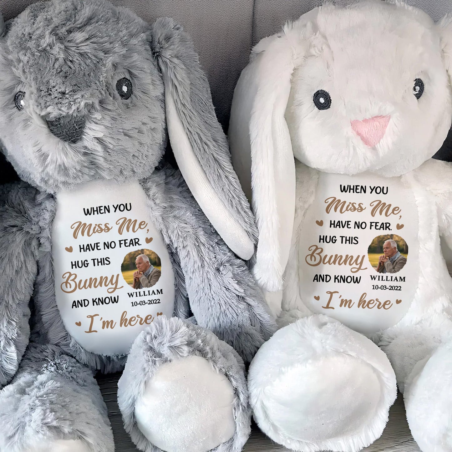 When You Miss Me, Have No Fear, Hug This Bunny - Personalized Stuffed Bunny - HME176_BUN
