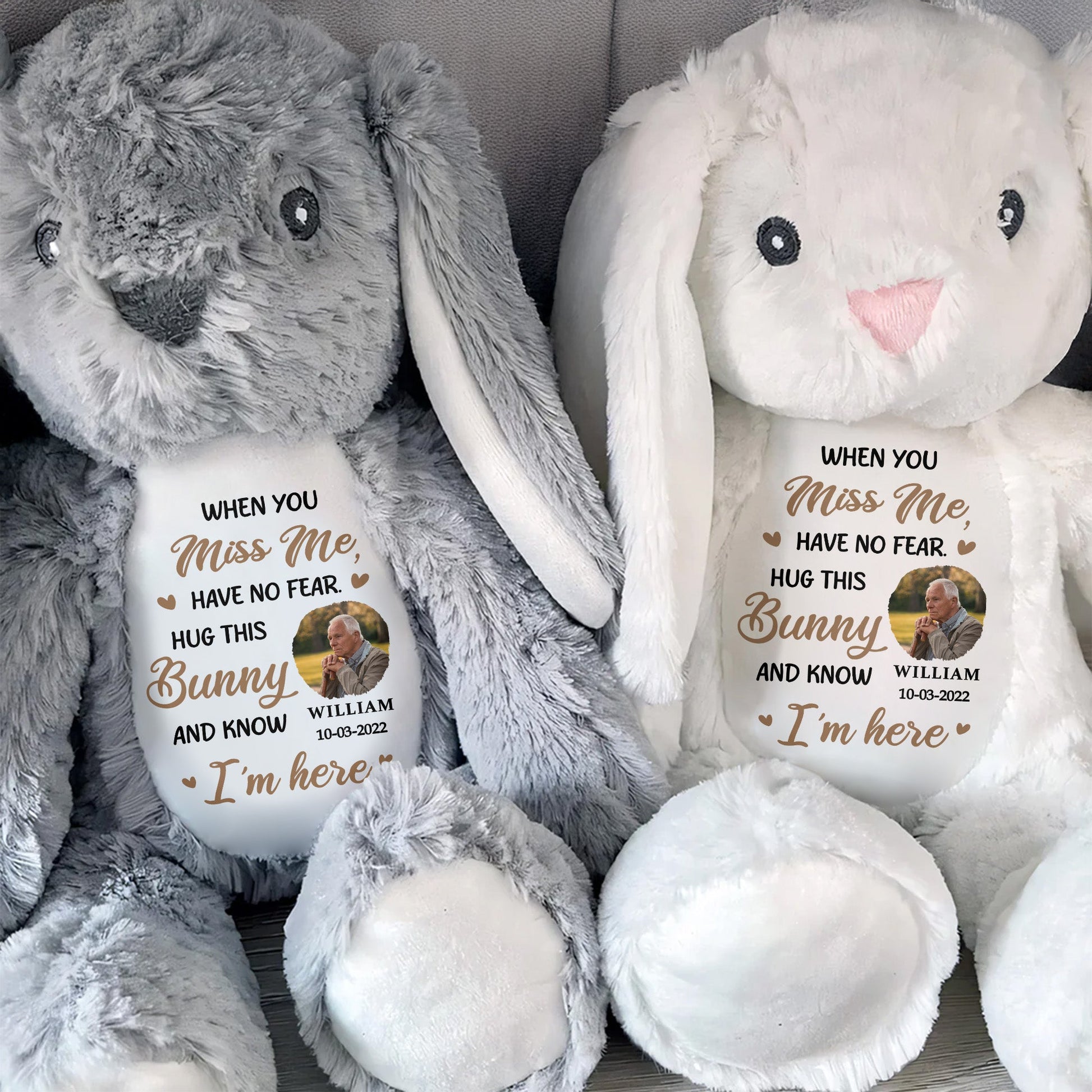 When You Miss Me, Have No Fear, Hug This Bunny - Personalized Stuffed Bunny - HME176_BUN