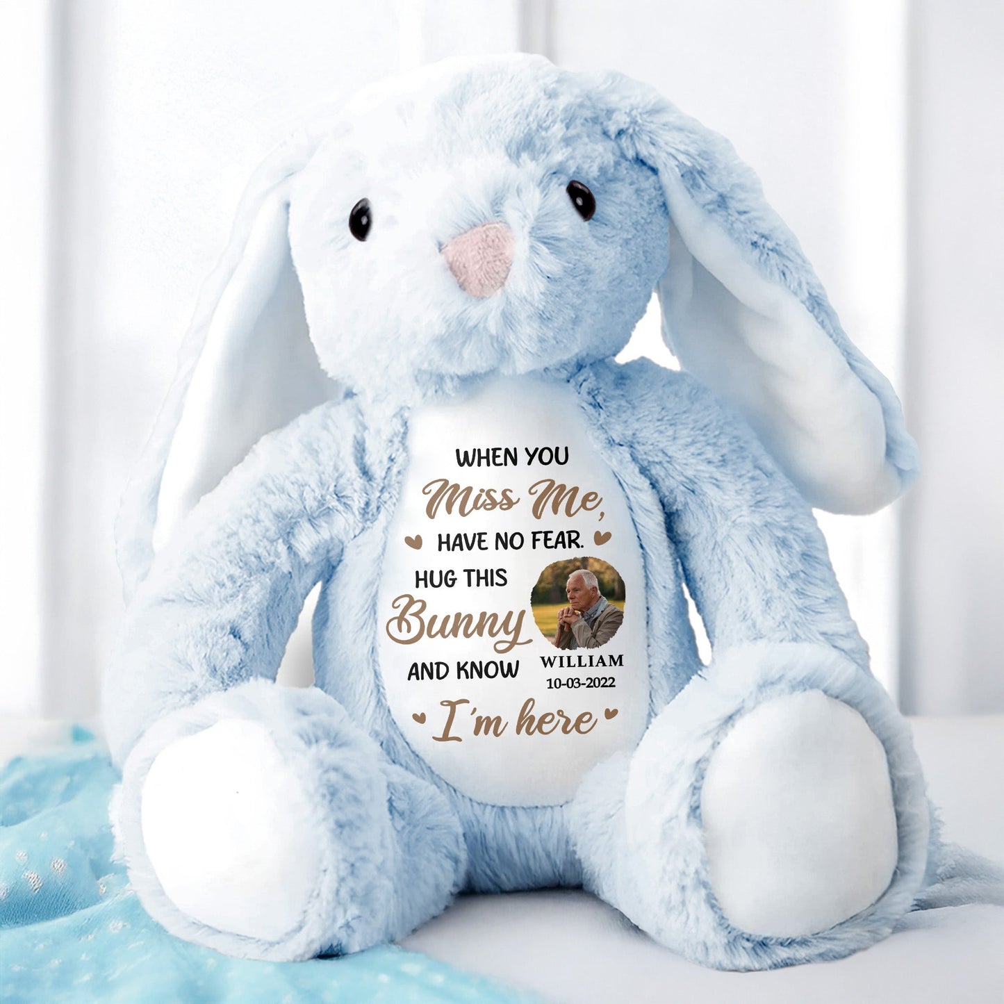 When You Miss Me, Have No Fear, Hug This Bunny - Personalized Stuffed Bunny - HME176_BUN