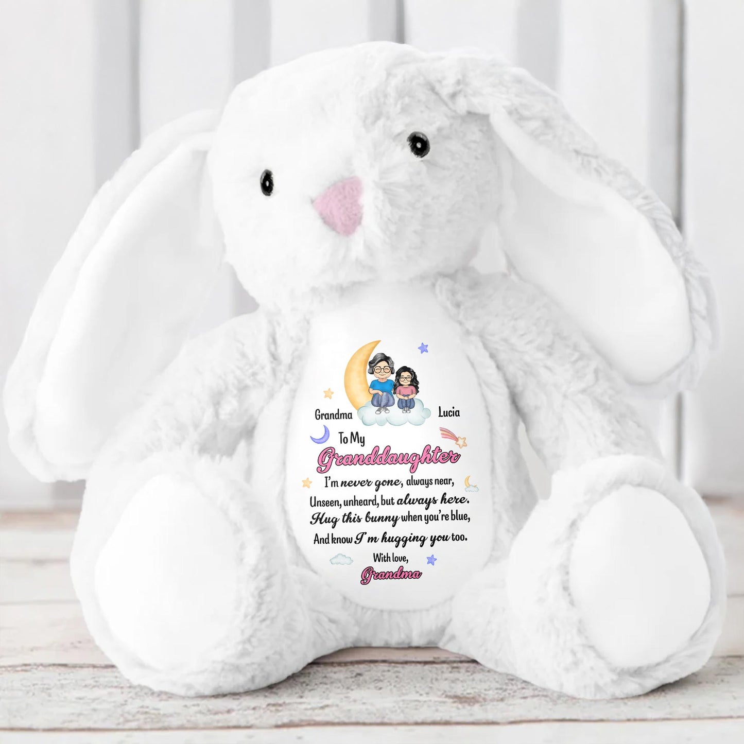To My Granddaughter, I'm Never Gone, Always Near, Stuffed Bunny - Personalized Stuffed Bunny - HME183_BUN