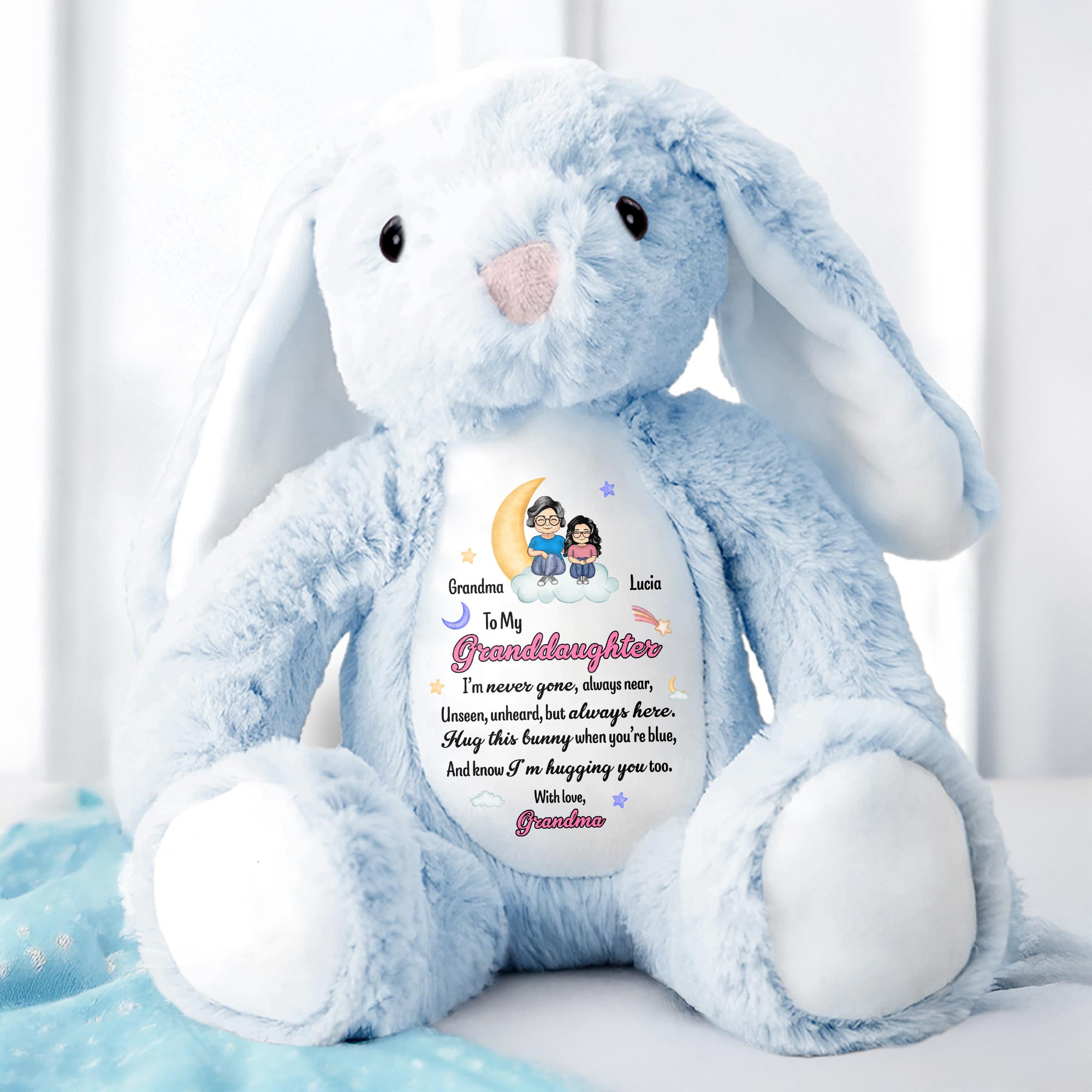 To My Granddaughter, I'm Never Gone, Always Near, Stuffed Bunny - Personalized Stuffed Bunny - HME183_BUN