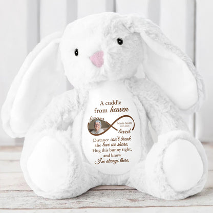 A Cuddle From Heaven, Distance Can't Break The Love We Share, Stuffed Bunny - Personalized Stuffed Bunny - HME184_BUN