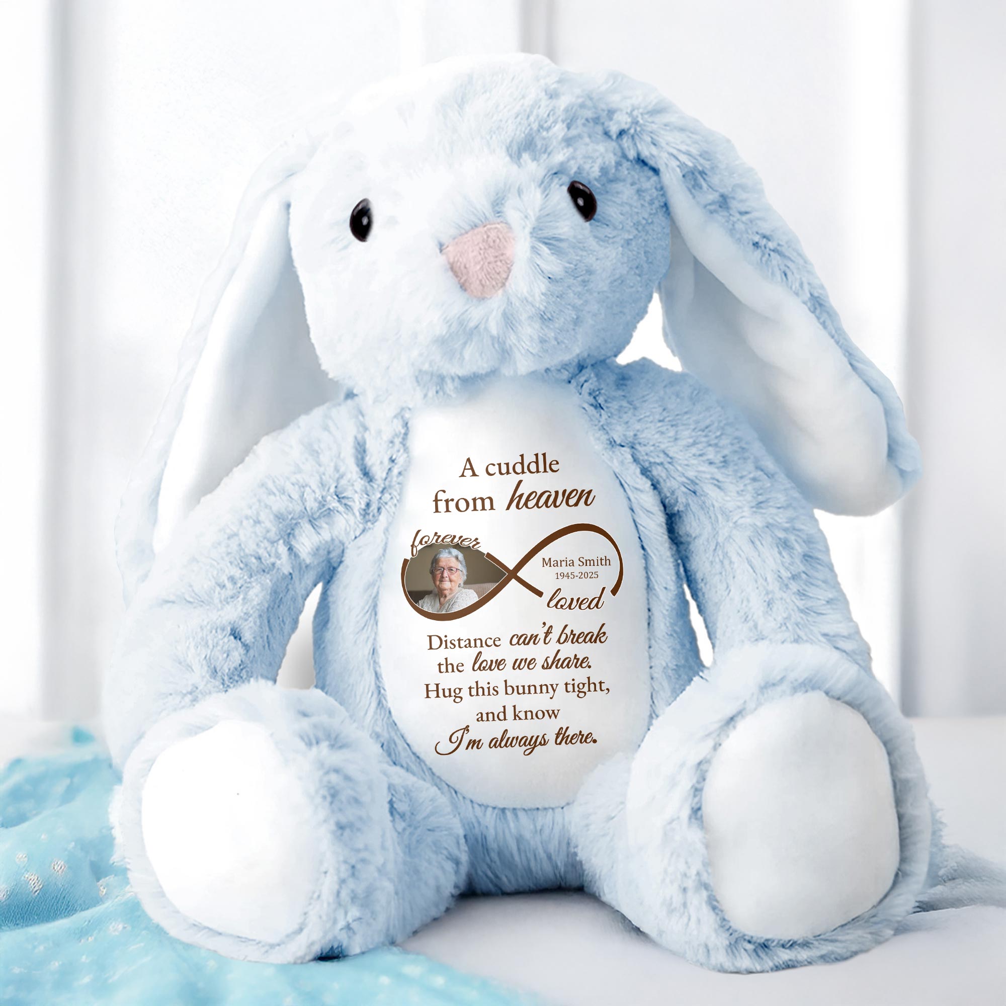 A Cuddle From Heaven, Distance Can't Break The Love We Share, Stuffed Bunny - Personalized Stuffed Bunny - HME184_BUN