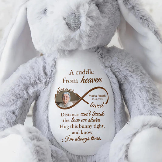 A Cuddle From Heaven, Distance Can't Break The Love We Share, Stuffed Bunny - Personalized Stuffed Bunny - HME184_BUN