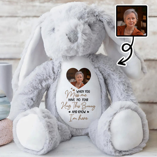 When You Miss Me, Hug This Bunny, Heart and Stuffed Bunny - Personalized Stuffed Bunny - HME185_BUN