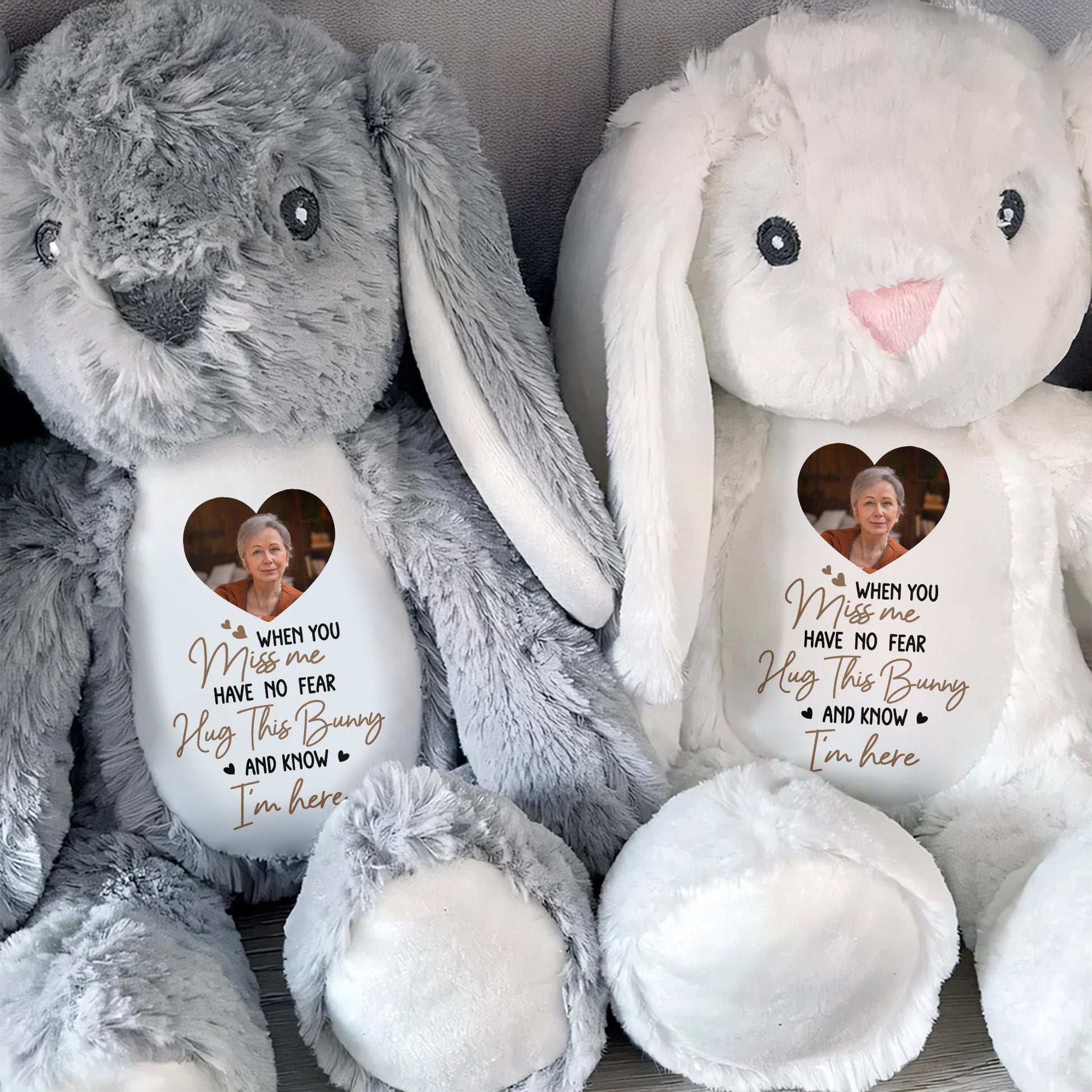 When You Miss Me, Hug This Bunny, Heart and Stuffed Bunny - Personalized Stuffed Bunny - HME185_BUN