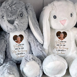 When You Miss Me, Hug This Bunny, Heart and Stuffed Bunny - Personalized Stuffed Bunny - HME185_BUN