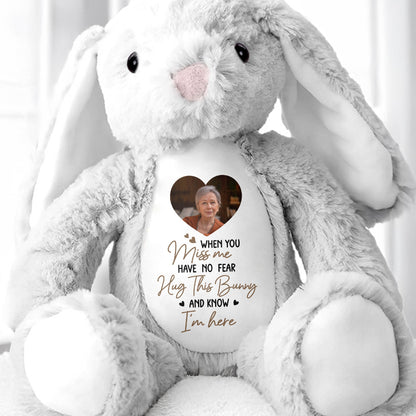 When You Miss Me, Hug This Bunny, Heart and Stuffed Bunny - Personalized Stuffed Bunny - HME185_BUN