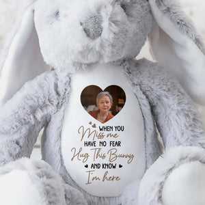 When You Miss Me, Hug This Bunny, Heart and Stuffed Bunny - Personalized Stuffed Bunny - HME185_BUN