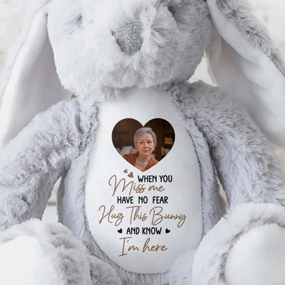 When You Miss Me, Hug This Bunny, Heart and Stuffed Bunny - Personalized Stuffed Bunny - HME185_BUN