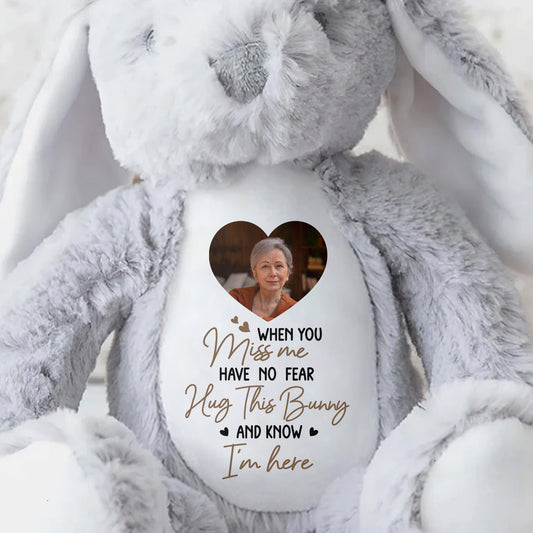 When You Miss Me, Hug This Bunny, Heart and Stuffed Bunny - Personalized Stuffed Bunny - HME185_BUN