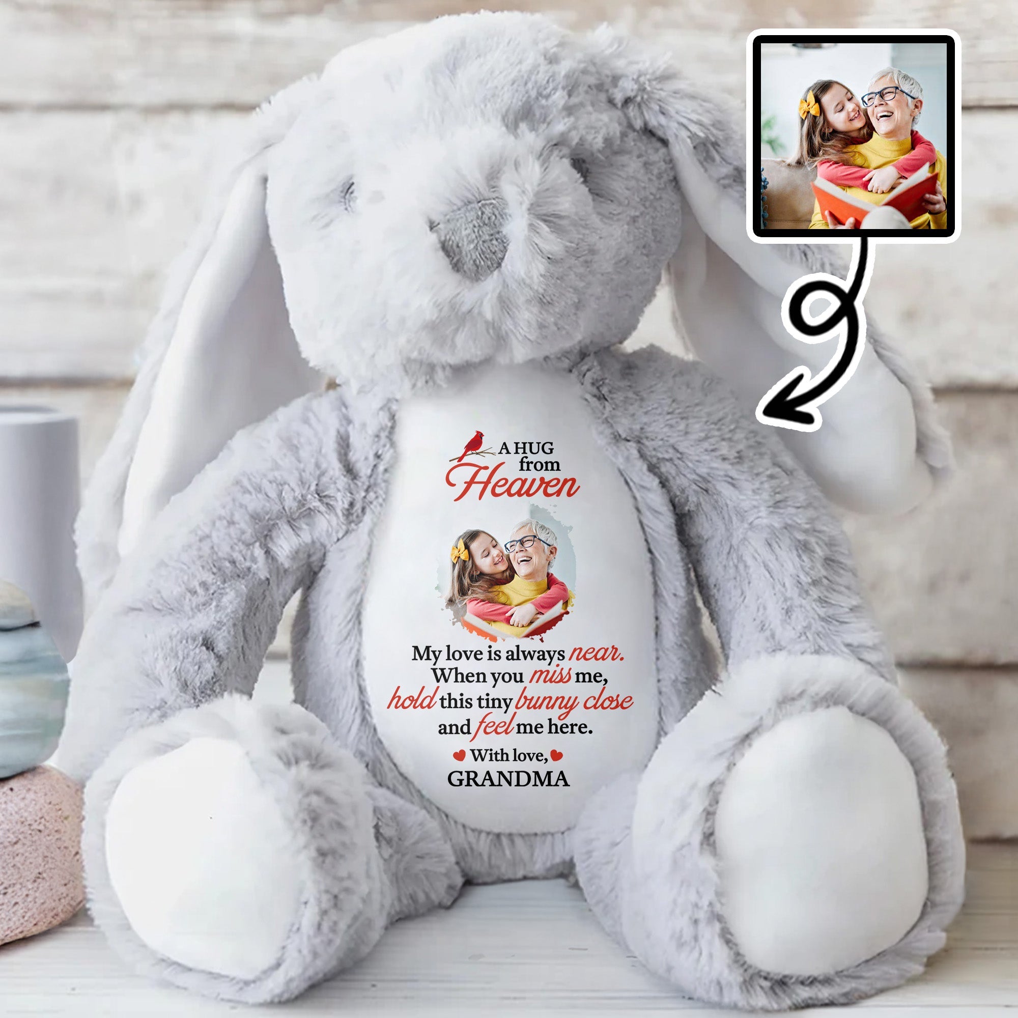 A Hug from Heaven, My Love Is Always Near, Bunny - Personalized Stuffed Bunny - HME210_BUN