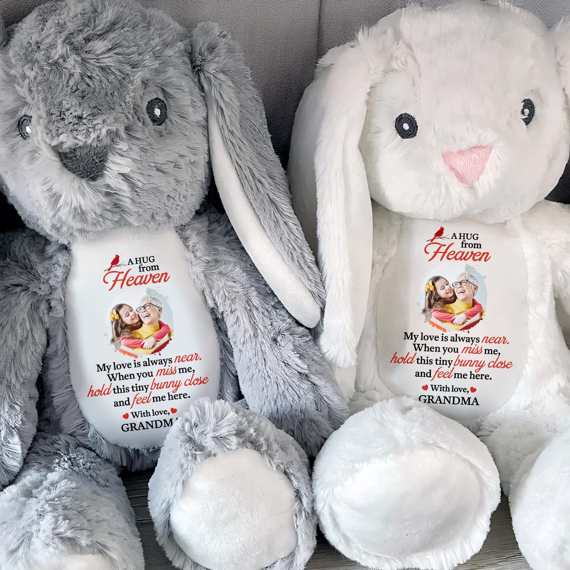 A Hug from Heaven, My Love Is Always Near, Bunny - Personalized Stuffed Bunny - HME210_BUN