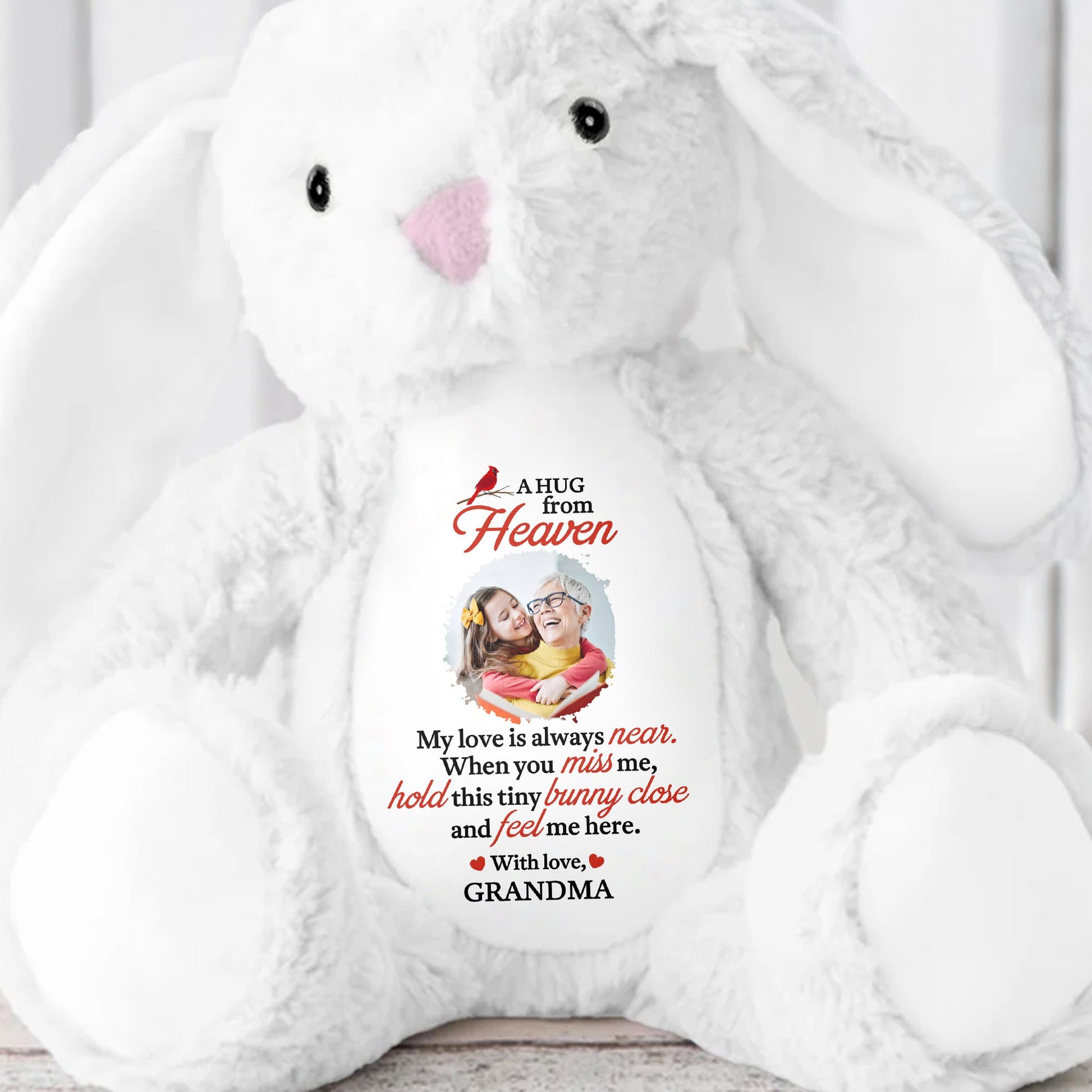 A Hug from Heaven, My Love Is Always Near, Bunny - Personalized Stuffed Bunny - HME210_BUN