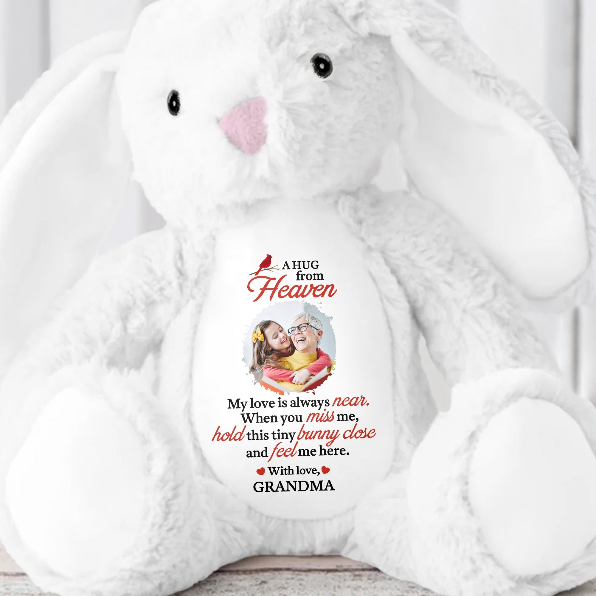 A Hug from Heaven, My Love Is Always Near, Bunny - Personalized Stuffed Bunny - HME210_BUN