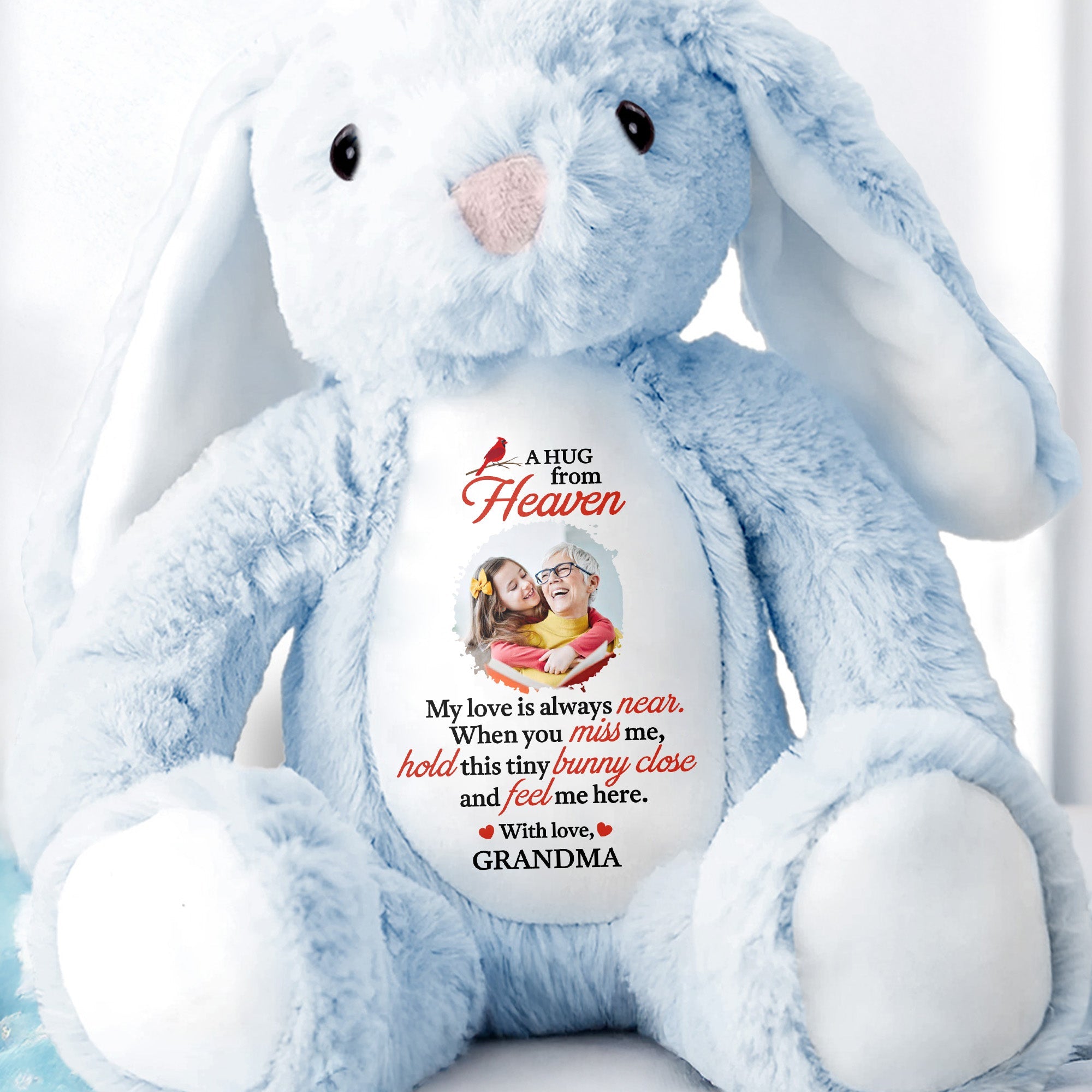 A Hug from Heaven, My Love Is Always Near, Bunny - Personalized Stuffed Bunny - HME210_BUN