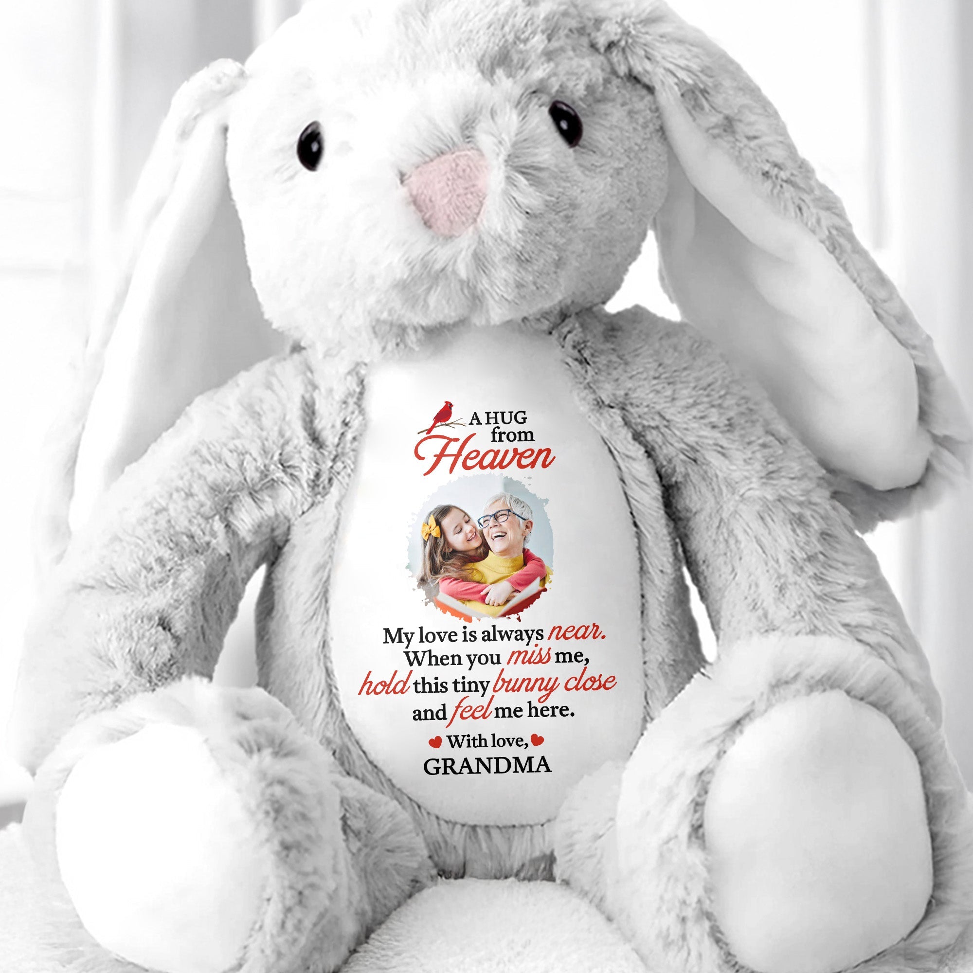 A Hug from Heaven, My Love Is Always Near, Bunny - Personalized Stuffed Bunny - HME210_BUN