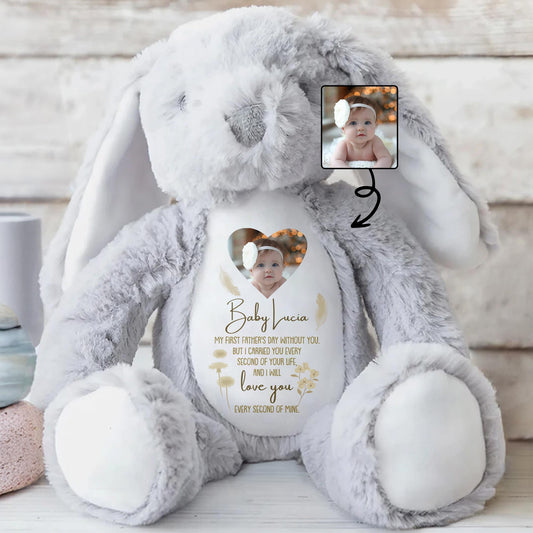 Baby Lucia, My First Father's Day Without You, Bunny And Angel Wings - Personalized Stuffed Bunny - HME216_BUN