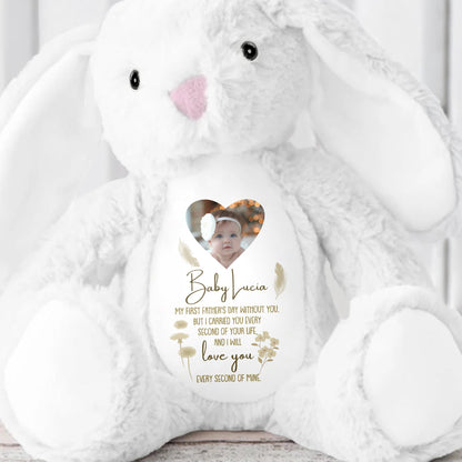 Baby Lucia, My First Father's Day Without You, Bunny And Angel Wings - Personalized Stuffed Bunny - HME216_BUN