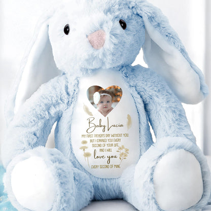 Baby Lucia, My First Father's Day Without You, Bunny And Angel Wings - Personalized Stuffed Bunny - HME216_BUN