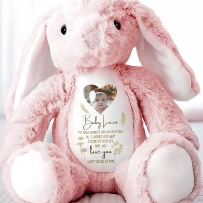 Baby Lucia, My First Father's Day Without You, Bunny And Angel Wings - Personalized Stuffed Bunny - HME216_BUN