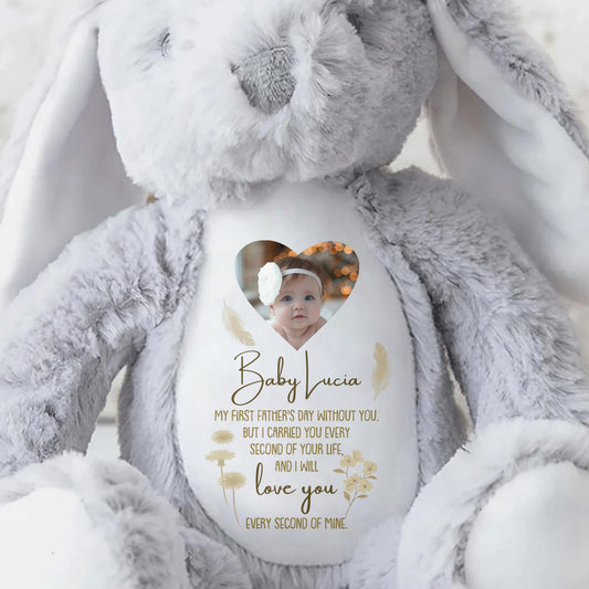 Baby Lucia, My First Father's Day Without You, Bunny And Angel Wings - Personalized Stuffed Bunny - HME216_BUN
