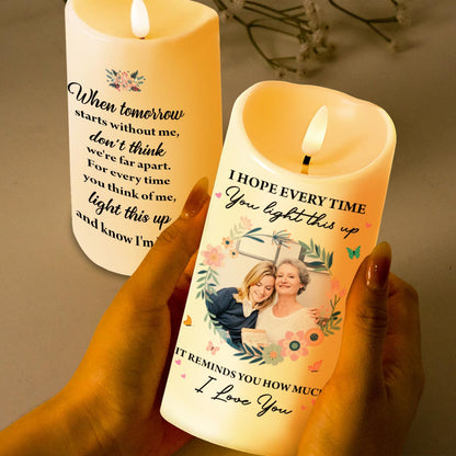 I Hope Every Time You Light This Up, Flowers and Butterflies - Personalized Custom LED Candle - HME216_LECA