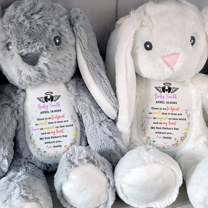There Is No Footprint So Small That It Does Not Leave An Imprint, Floral Pattern and Hearts - Personalized Stuffed Bunny - HME219_BUN