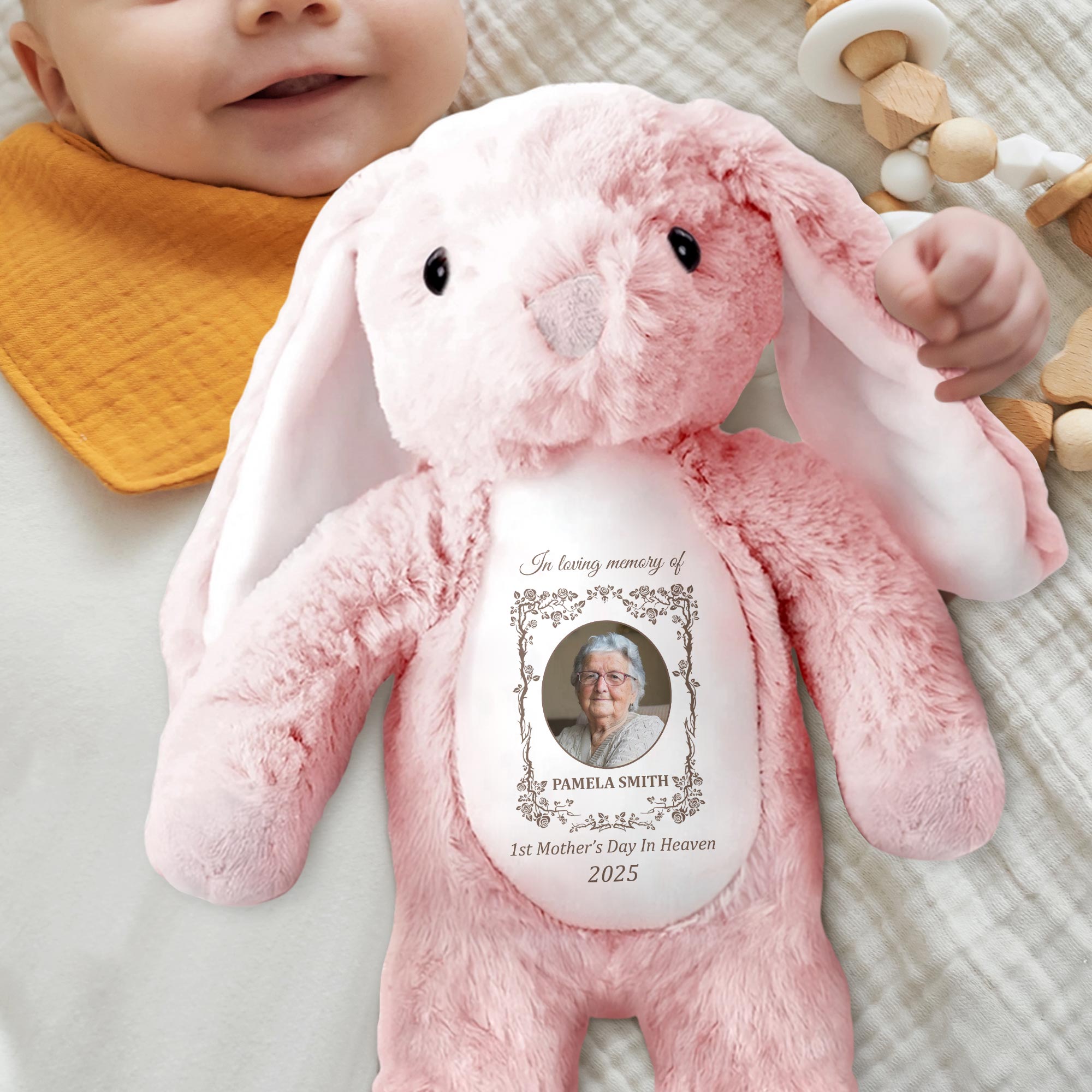 1st Mother's Day In Heaven 2025, Stuffed Bunny - Personalized Stuffed Bunny - HME221_BUN